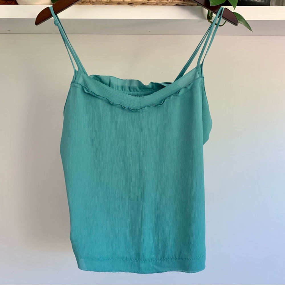 • [Pierre Cardin] Teal Ruffle Tank •